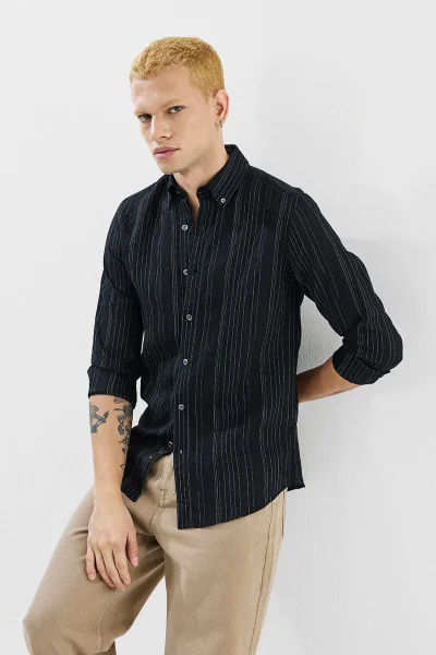 SNITCH Slim Fit Stripes Shirt